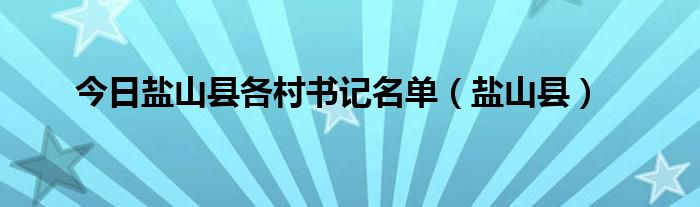 今日盐山县各村书记名单（盐山县）