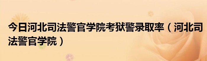 今日河北司法警官学院考狱警录取率（河北司法警官学院）
