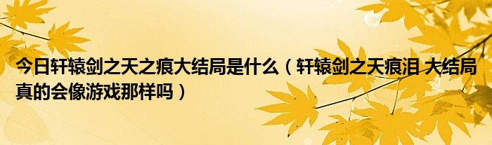 今日轩辕剑之天之痕大结局是什么（轩辕剑之天痕泪 大结局真的会像游戏那样吗）