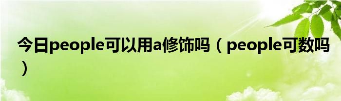 今日people可以用a修饰吗（people可数吗）
