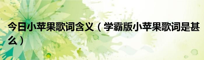今日小苹果歌词含义（学霸版小苹果歌词是甚么）