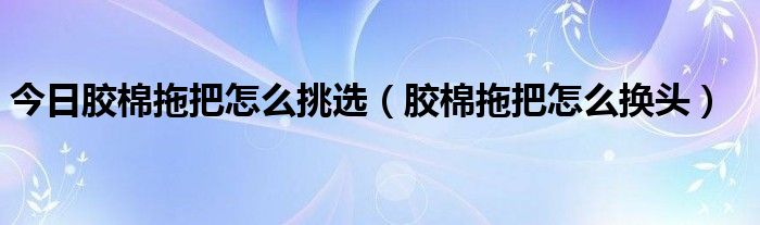今日胶棉拖把怎么挑选（胶棉拖把怎么换头）