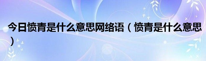 今日愤青是什么意思网络语（愤青是什么意思）