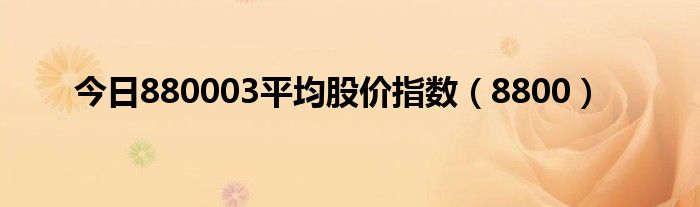 今日880003平均股价指数（8800）