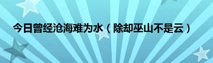 今日曾经沧海难为水（除却巫山不是云）