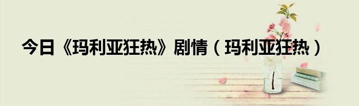 今日《玛利亚狂热》剧情（玛利亚狂热）