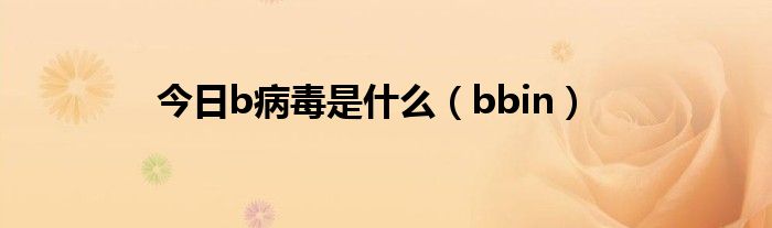 今日b病毒是什么（bbin）