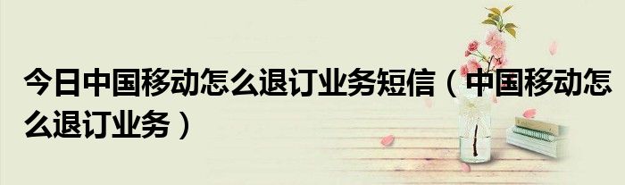 今日中国移动怎么退订业务短信（中国移动怎么退订业务）