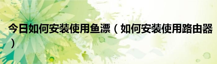 今日如何安装使用鱼漂（如何安装使用路由器）