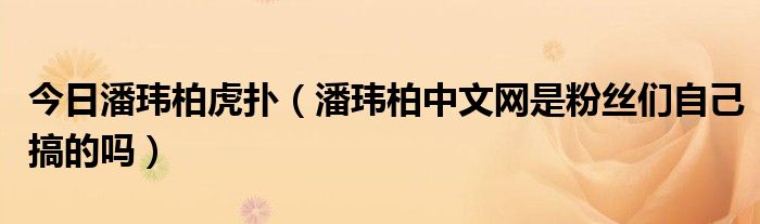 今日潘玮柏虎扑（潘玮柏中文网是粉丝们自己搞的吗）