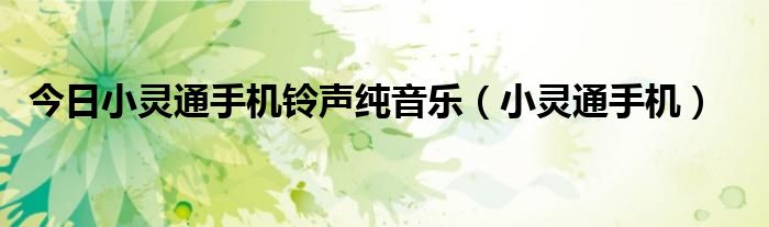 今日小灵通手机铃声纯音乐（小灵通手机）