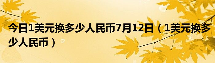 今日1美元换多少人民币7月12日（1美元换多少人民币）
