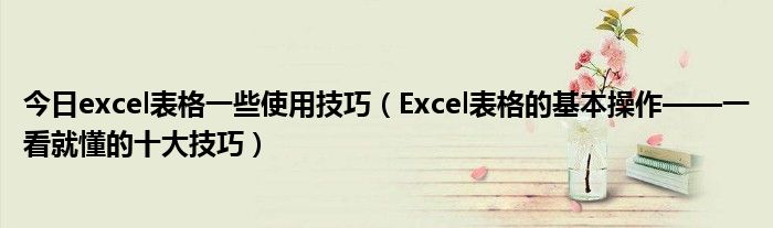 今日excel表格一些使用技巧（Excel表格的基本操作——一看就懂的十大技巧）