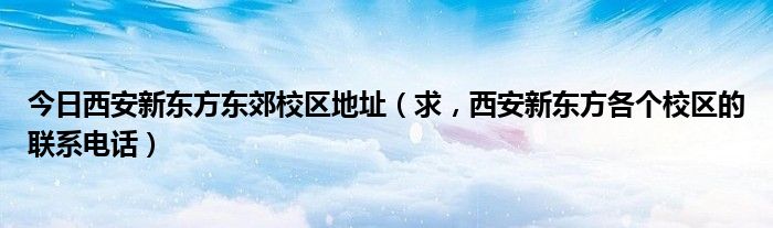 今日西安新东方东郊校区地址（求，西安新东方各个校区的联系电话）