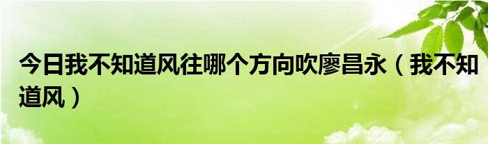 今日我不知道风往哪个方向吹廖昌永（我不知道风）
