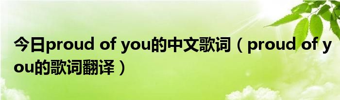 今日proud of you的中文歌词（proud of you的歌词翻译）