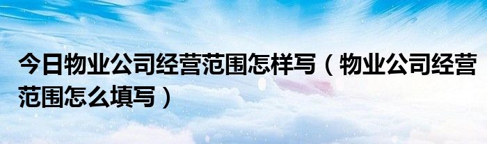 今日物业公司经营范围怎样写（物业公司经营范围怎么填写）