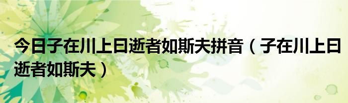 今日子在川上曰逝者如斯夫拼音（子在川上曰逝者如斯夫）
