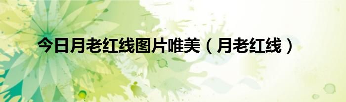 今日月老红线图片唯美（月老红线）