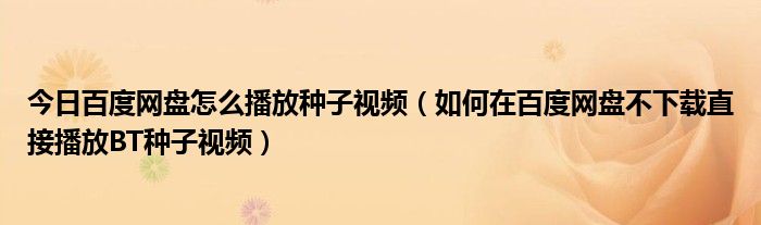 今日百度网盘怎么播放种子视频（如何在百度网盘不下载直接播放BT种子视频）