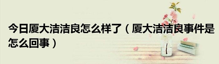 今日厦大洁洁良怎么样了（厦大洁洁良事件是怎么回事）