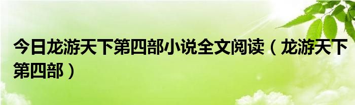 今日龙游天下第四部小说全文阅读（龙游天下第四部）