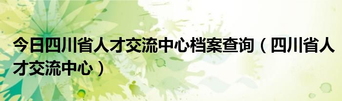 今日四川省人才交流中心档案查询（四川省人才交流中心）