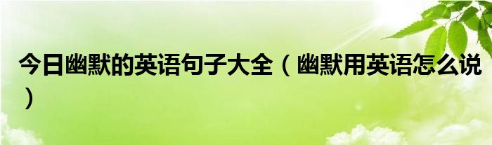今日幽默的英语句子大全（幽默用英语怎么说）