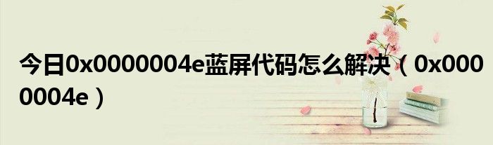 今日0x0000004e蓝屏代码怎么解决（0x0000004e）
