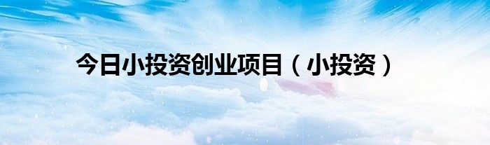 今日小投资创业项目（小投资）