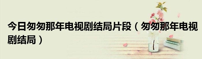 今日匆匆那年电视剧结局片段（匆匆那年电视剧结局）