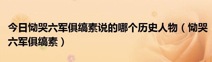 今日恸哭六军俱缟素说的哪个历史人物（恸哭六军俱缟素）