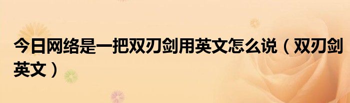 今日网络是一把双刃剑用英文怎么说（双刃剑英文）