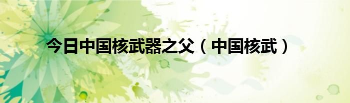 今日中国核武器之父（中国核武）