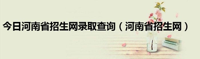 今日河南省招生网录取查询（河南省招生网）