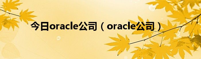 今日oracle公司（oracle公司）