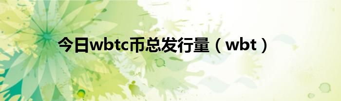 今日wbtc币总发行量（wbt）