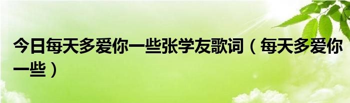 今日每天多爱你一些张学友歌词（每天多爱你一些）