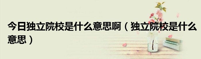 今日独立院校是什么意思啊（独立院校是什么意思）
