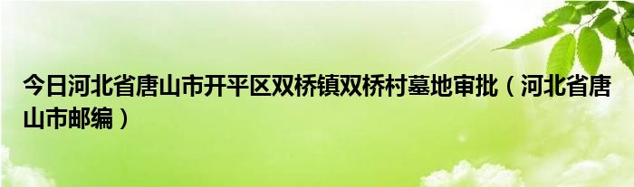 今日河北省唐山市开平区双桥镇双桥村墓地审批（河北省唐山市邮编）