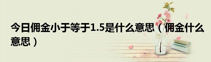 今日佣金小于等于1.5是什么意思（佣金什么意思）