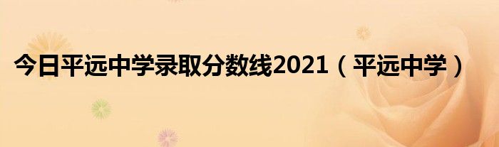 今日平远中学录取分数线2021（平远中学）