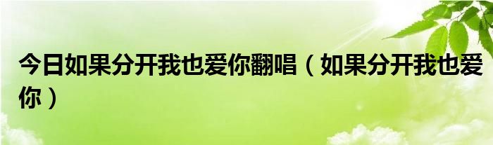 今日如果分开我也爱你翻唱（如果分开我也爱你）