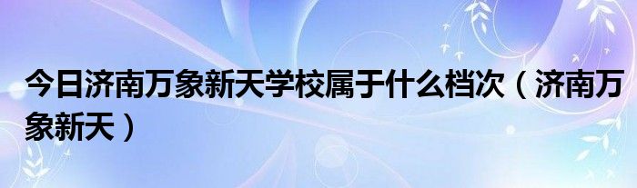 今日济南万象新天学校属于什么档次（济南万象新天）