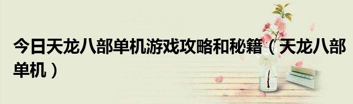 今日天龙八部单机游戏攻略和秘籍（天龙八部单机）