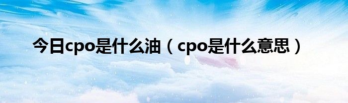 今日cpo是什么油（cpo是什么意思）
