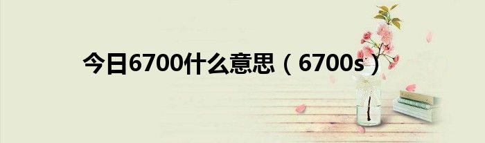今日6700什么意思（6700s）
