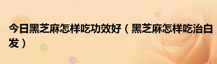 今日黑芝麻怎样吃功效好（黑芝麻怎样吃治白发）
