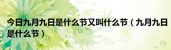 今日九月九日是什么节又叫什么节（九月九日是什么节）