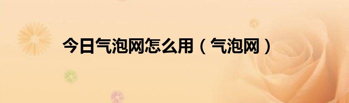 今日气泡网怎么用（气泡网）